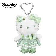 【日本正版授權】凱蒂貓 花朵洋裝系列 玩偶吊飾 娃娃/絨毛玩偶 Hello Kitty - 綠色款