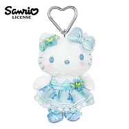 【日本正版授權】凱蒂貓 花朵洋裝系列 玩偶吊飾 娃娃/絨毛玩偶 Hello Kitty - 藍色款