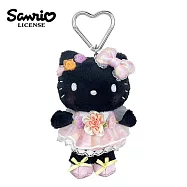 【日本正版授權】凱蒂貓 花朵洋裝系列 玩偶吊飾 娃娃/絨毛玩偶 Hello Kitty - 黑色款