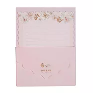【日本Mark’s】PAUL & JOE 蕾絲波浪裁邊信封紙組 ‧ 粉紅西洋菊