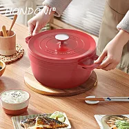 HONDONI 日式琺瑯鑄鐵鍋(古典紅KI-RD)+贈防燙三角帽 古典紅