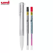 (限量1筆2芯送1)UNI UE5H-258 開心筆五色筆筆管+ 0.38mm紅&黑筆芯 銀