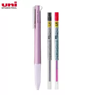 (限量1筆2芯送1)UNI UE3H-208 開心筆三色筆筆管+ 0.38mm紅&黑筆芯 金屬粉紅