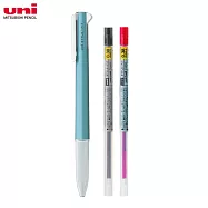 (限量1筆2芯送1)UNI UE3H-208 開心筆三色筆筆管+ 0.38mm紅&黑筆芯 金屬藍