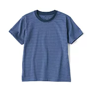 【MUJI 無印良品】兒童天竺圓領短袖T恤 110 藍橫紋