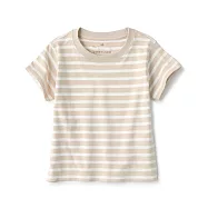 【MUJI 無印良品】幼兒容易穿脫天竺圓領短袖T恤 90 淺米橫紋