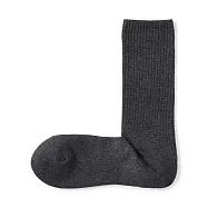 【MUJI 無印良品】男圈絨直角襪25-27cm 墨灰