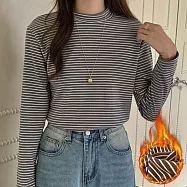 【AnZa】彈力德絨磨毛條紋半高領保暖上衣(4色) FREE 灰色