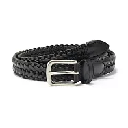 【MUJI 無印良品】植鞣皮革手工編織中寬版皮帶 黑色