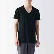 【MUJI 無印良品】男無側縫V領短袖T恤/2入 S 黑色