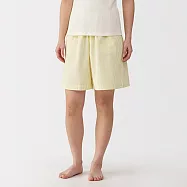 【MUJI 無印良品】女泡泡紗五分褲 M 淺黃直紋