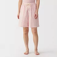 【MUJI 無印良品】女泡泡紗五分褲 M 粉紅直紋
