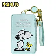 【日本正版授權】史努比 彈力票夾零錢包 票卡夾/零錢包/票夾/悠遊卡夾 Snoopy/PEANUTS - 藍色款