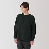 【MUJI 無印良品】男抗UV速乾鬆餅紋亨利領長袖T恤 XL 黑色