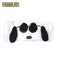【日本正版授權】史努比 造型髮帶 寬版髮帶/洗臉髮帶/吸水髮帶 Snoopy/PEANUTS - 墨鏡款
