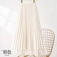 【初色】網紗素色百褶高腰顯瘦下擺魚尾半身裙-共3色-33045(M-XL可選) L 杏色