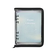 珠友 A5/25K 6孔拉鍊包明星卡冊/遊戲卡冊/6孔活頁筆記本/手帳本/簡約PVC透明軟殼/透卡/拍立得/卡類週邊收納/明星卡收納 01黑曜