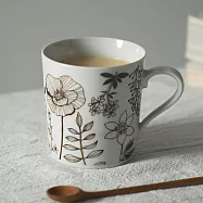 【日本Aito製作所】美濃燒|優雅花草 輕量陶瓷馬克杯340ml ‧ 茶棕