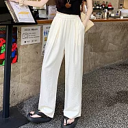 【MsMore】 韓系高腰顯瘦休閒小個子九分冰絲蘿蔔褲# 124390 XL 米白色