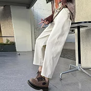 【MsMore】 哈倫褲寬鬆高腰顯瘦小個子蘿蔔彎刀休閒九分薄款長褲# 124397 L 米白色