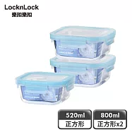 【樂扣樂扣】藍莓慕斯耐熱玻璃保鮮盒(520mlx1+800mlx2)