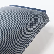 【MUJI 無印良品】棉天竺被套/SD/單人加工/ 混深藍橫紋
