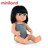 【西班牙miniland】小米藍白人娃娃-附眼鏡(女孩38公分)