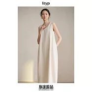 ltyp旅途原品 樹皮皺立體分割背心裙時尚文藝休閒高級連衣裙女春 M L M 杏仁米