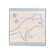 【日本今治Hartwell】Neko貓咪 柔軟純棉今治手帕 ‧ 藍