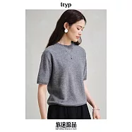 ltyp旅途原品 100%進口巴素蘭羊毛島精無縫一體多色針織衫T恤女春 M L M 淺花灰