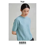 ltyp旅途原品 100%進口巴素蘭羊毛島精無縫一體多色針織衫T恤女春 M L M 湖藍色