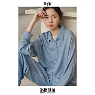 ltyp旅途原品 極簡真絲天絲牛仔襯衫女2025新款春季上衣文藝襯衣 M L L 晴山藍