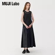 【MUJI 無印良品】MUJI Labo女和紙混針織無袖套衫 M 暗藍