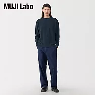 【MUJI 無印良品】MUJI Labo男和紙混針織長袖套衫 L 暗藍