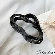 【卡樂熊】晶韌系列.微透光波浪框造型抓夾/髮夾(五色)- 亮黑色