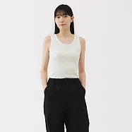 【MUJI 無印良品】女彈性螺紋坦克背心 XL 柔白