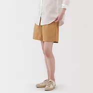 【MUJI 無印良品】女水洗平織布短褲 S 駝色