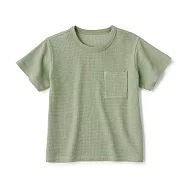 【MUJI 無印良品】兒童鬆餅紋圓領短袖T恤 110 煙燻綠