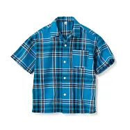 【MUJI 無印良品】兒童馬杜拉斯格紋開領短袖襯衫 110 藍格紋