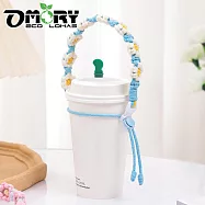【OMORY】編織花朵飲料提繩- 藍白花