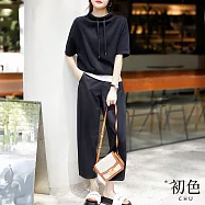 【初色】春季雪紡簡約輕薄長袖洋裝&套裝-共7款任選-10475(M-2XL可選) XL G.黑色