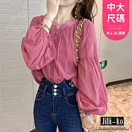 【Jilli~ko】燈籠袖設計感小眾粉色襯衫 J12127 FREE 粉紅色