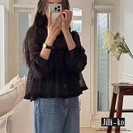 【Jilli~ko】兩件式甜美木耳邊微透視吊帶上衣 J12139 FREE 黑色