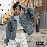 【Jilli~ko】毛鬚邊寬鬆牛仔外套 J11654 FREE 藍色