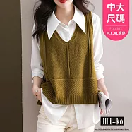【Jilli~ko】V領休閒外穿馬甲針織背心 J11956 FREE 黃綠色
