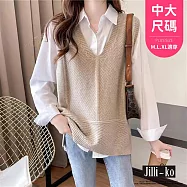 【Jilli~ko】V領休閒外穿馬甲針織背心 J11956 FREE 杏色