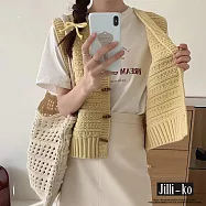 【Jilli~ko】學院風牛角扣針織開衫馬甲 J11955 FREE 黃色