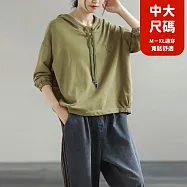 【慢。生活】文藝休閒大碼短款連帽衛衣 J12009 FREE 綠色