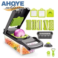 【AHOYE】廚房料理手壓切菜器 8件套組 (刨絲器 刨刀 切丁機 切片器 切碎器)