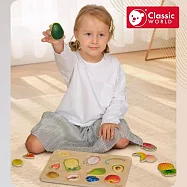 【德國 classic world 客來喜經典木玩】趣味主題拼板- 繽紛水果《40073》